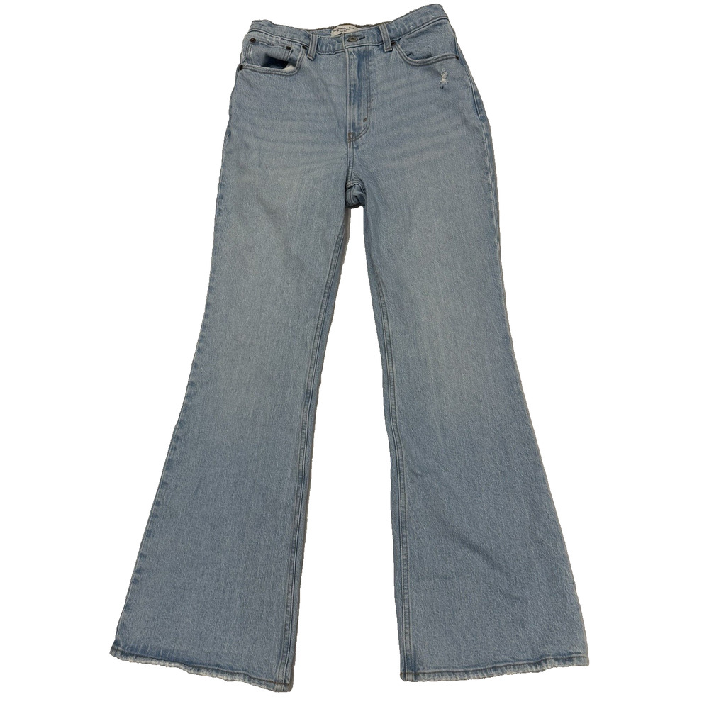 Abercrombie & Fitch High Rise Flare Jeans Light Wash Light Distress Y2K Size 28